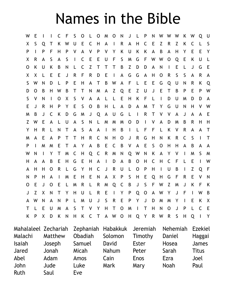Names in the Bible Word Search
