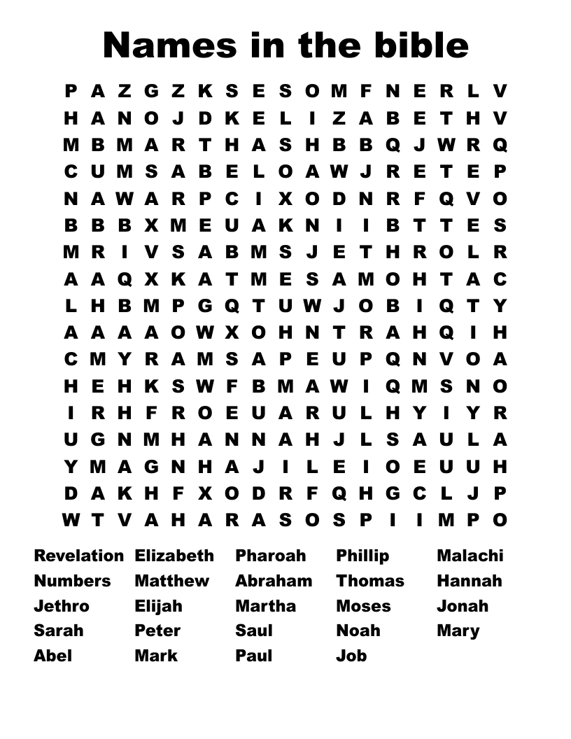 Names in the bible Word Search