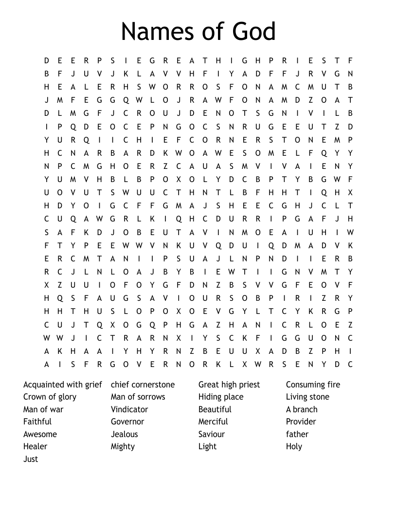 Names of God Word Search