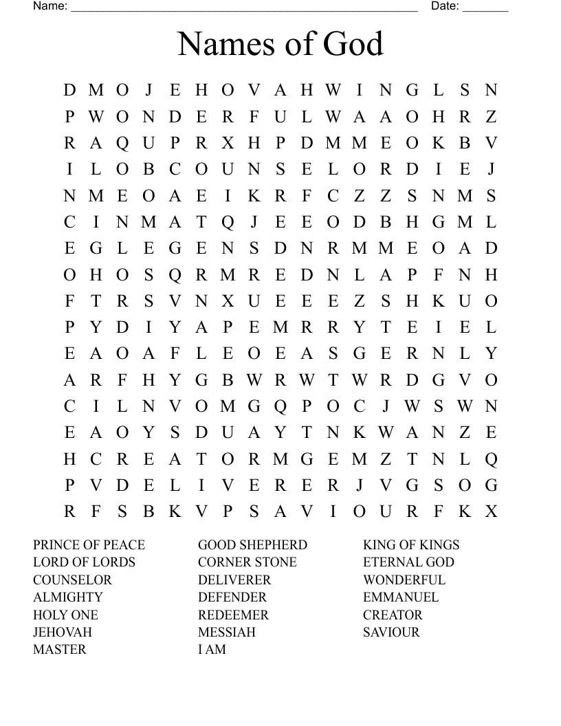 Names of God Word Search