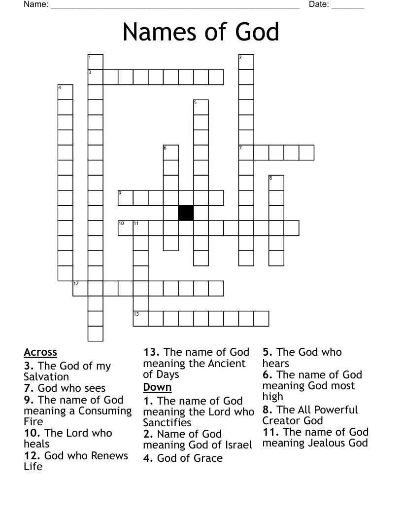Names of God Crossword