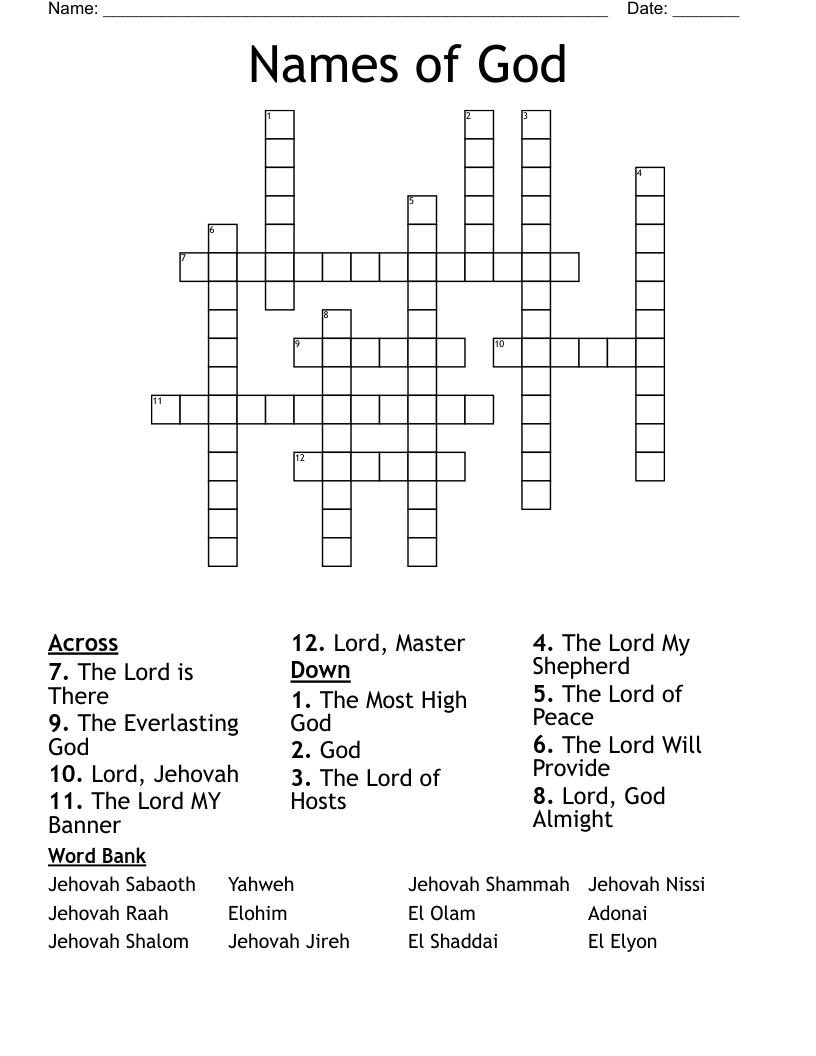 Names of God Crossword