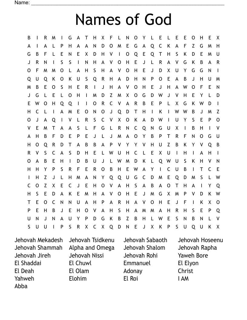 Names of God Word Search