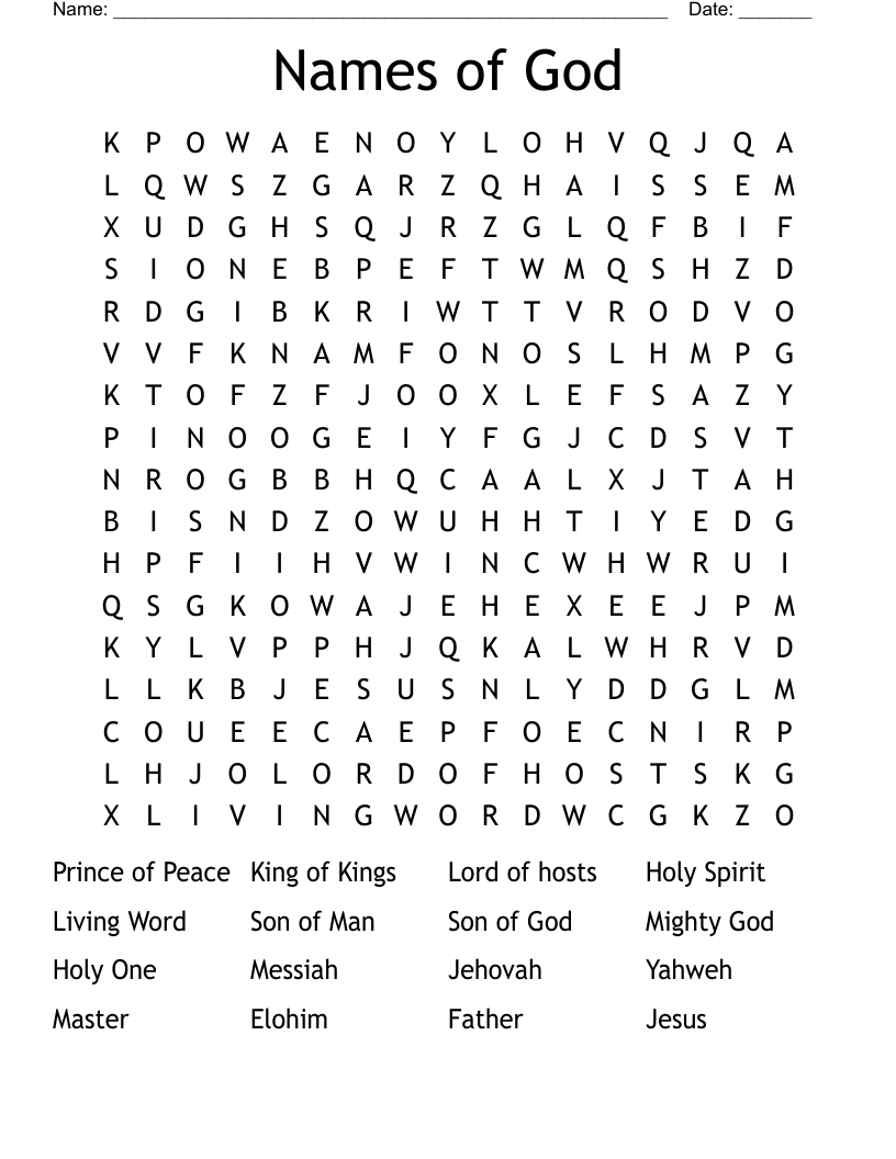 Names of God Word Search