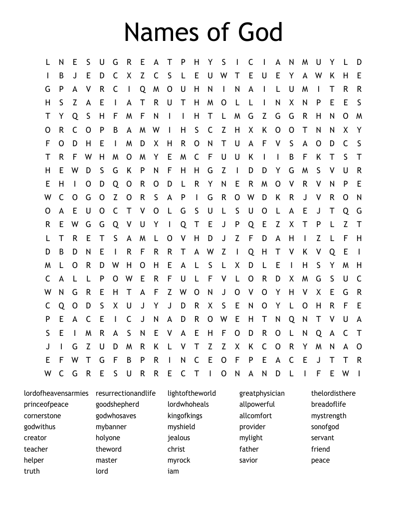 Names of God Word Search