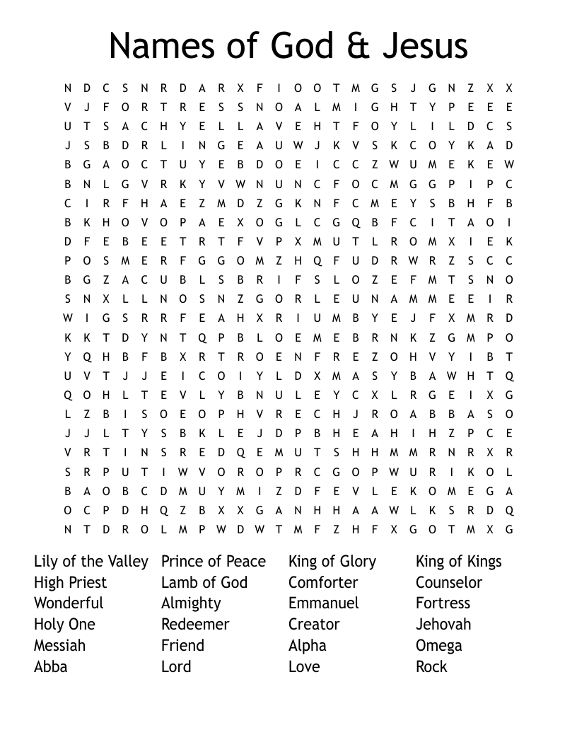 Names of God & Jesus Word Search