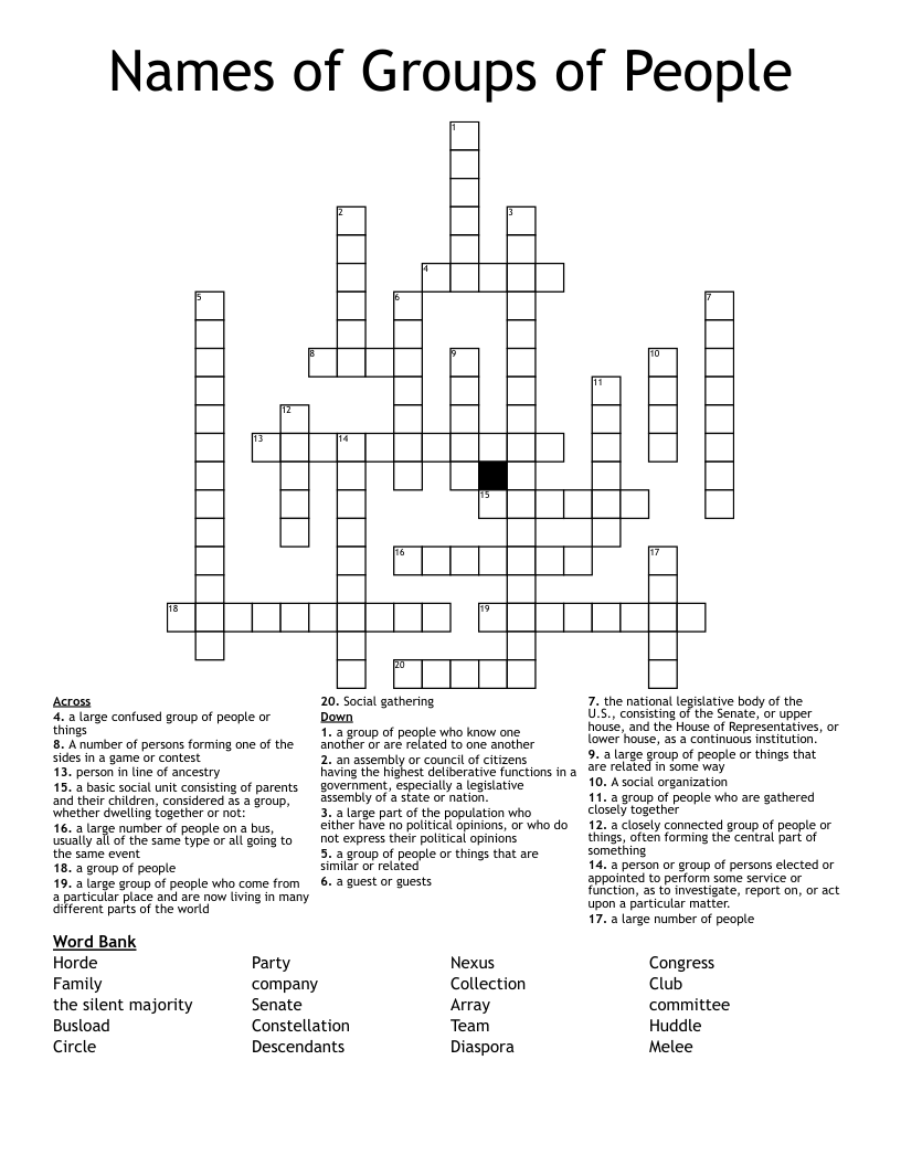 Names of Groups of People Crossword