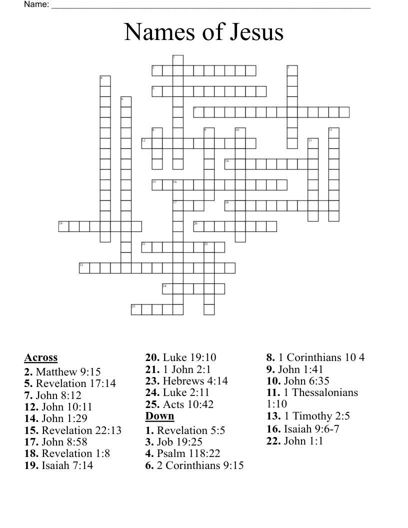 Names of Jesus Crossword