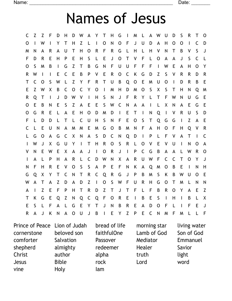 Names of Jesus Word Search