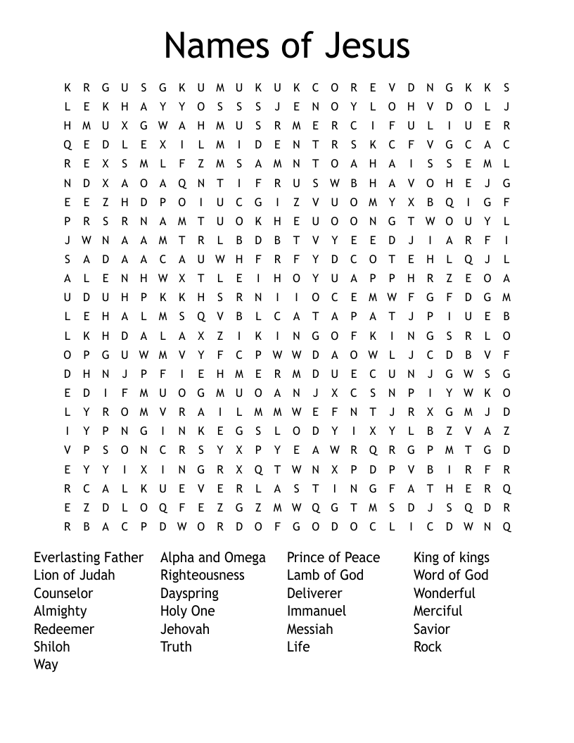 Names of Jesus Word Search
