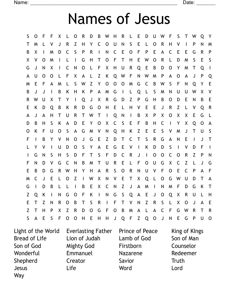 Names of Jesus Word Search