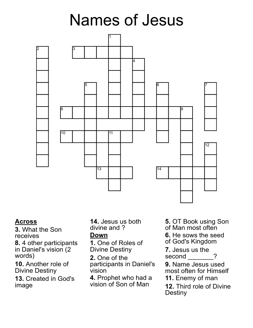 Names of Jesus Crossword