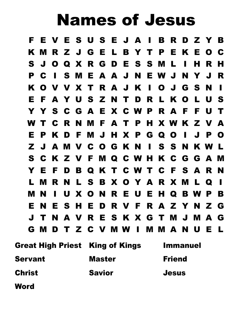 Names of Jesus Word Search