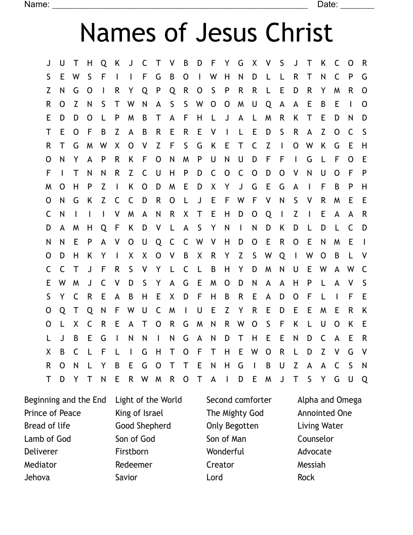 Names of Jesus Christ Word Search