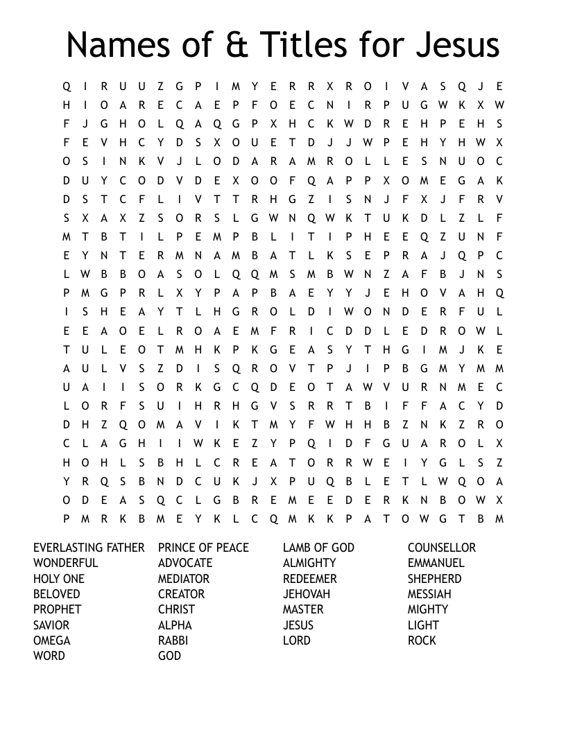 Names of & Titles for Jesus Word Search