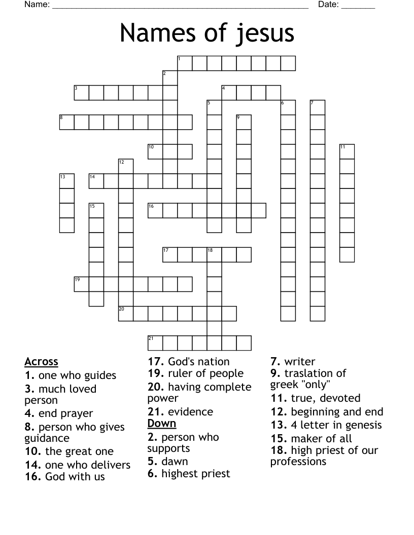 Names of jesus Crossword