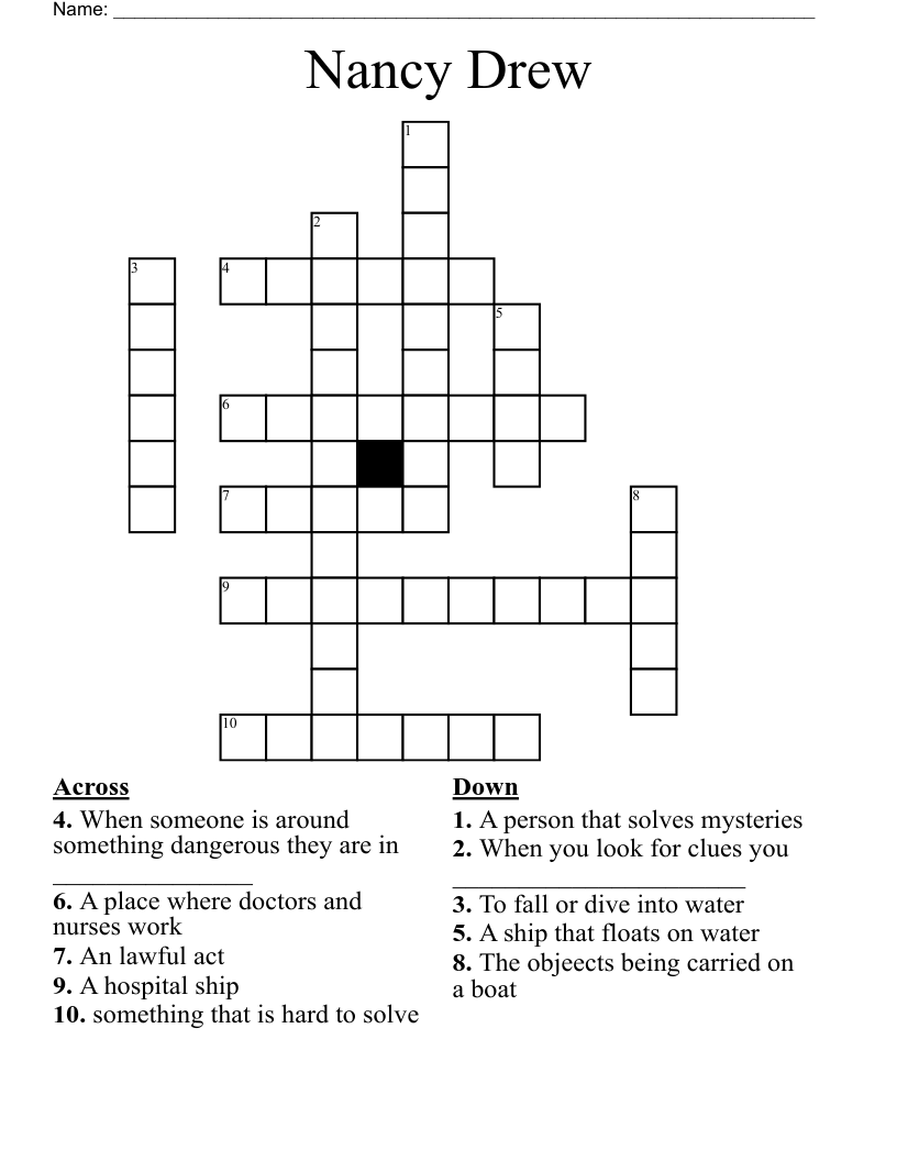 Nancy Drew Crossword