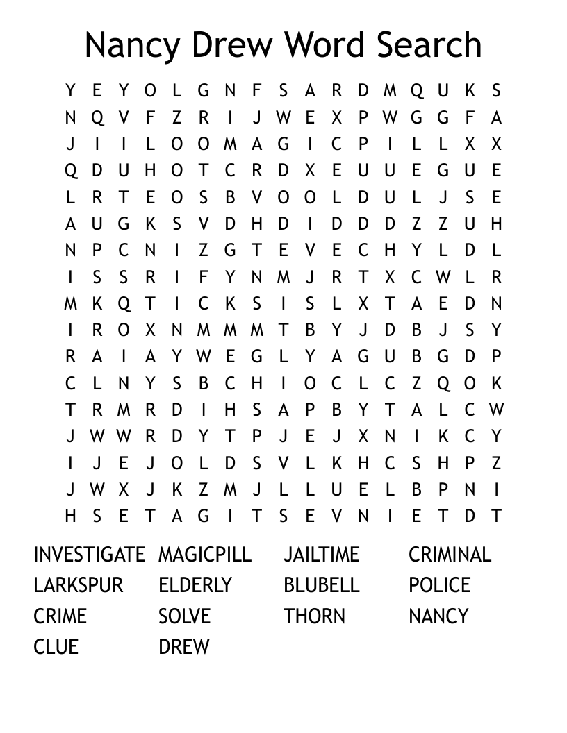 Nancy Drew Word Search