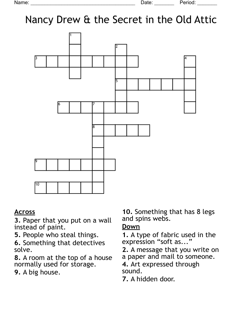 Nancy Drew & the Secret in the Old Attic Crossword