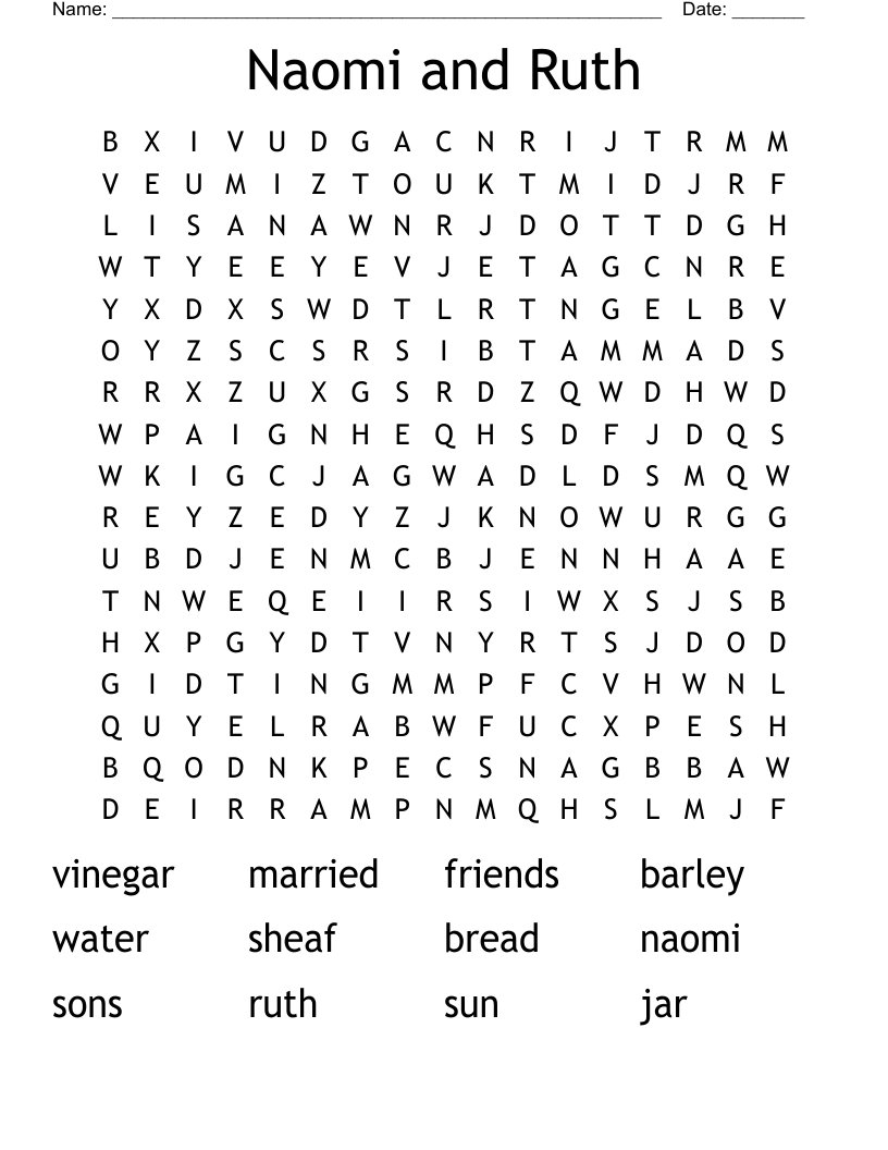 Naomi and Ruth Word Search