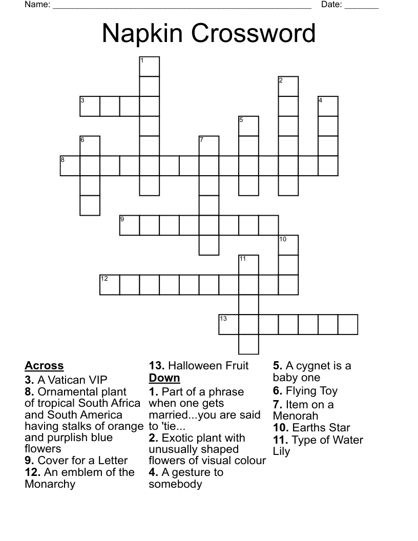 Napkin Crossword