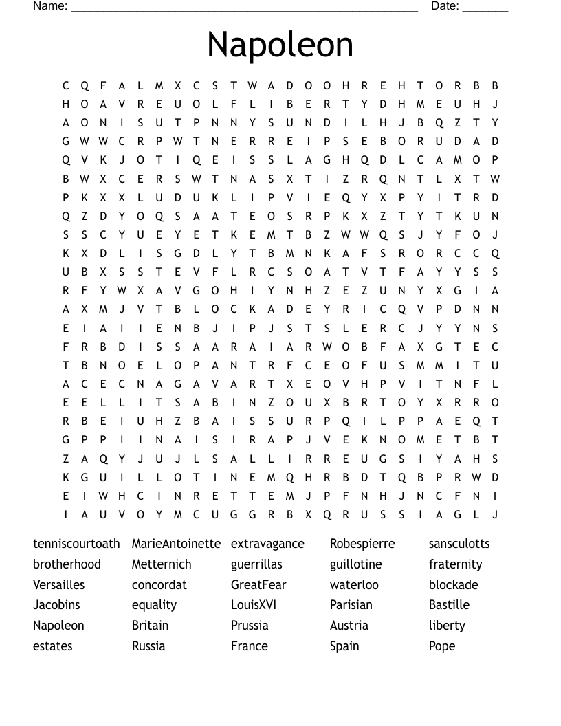 Napoleon Word Search