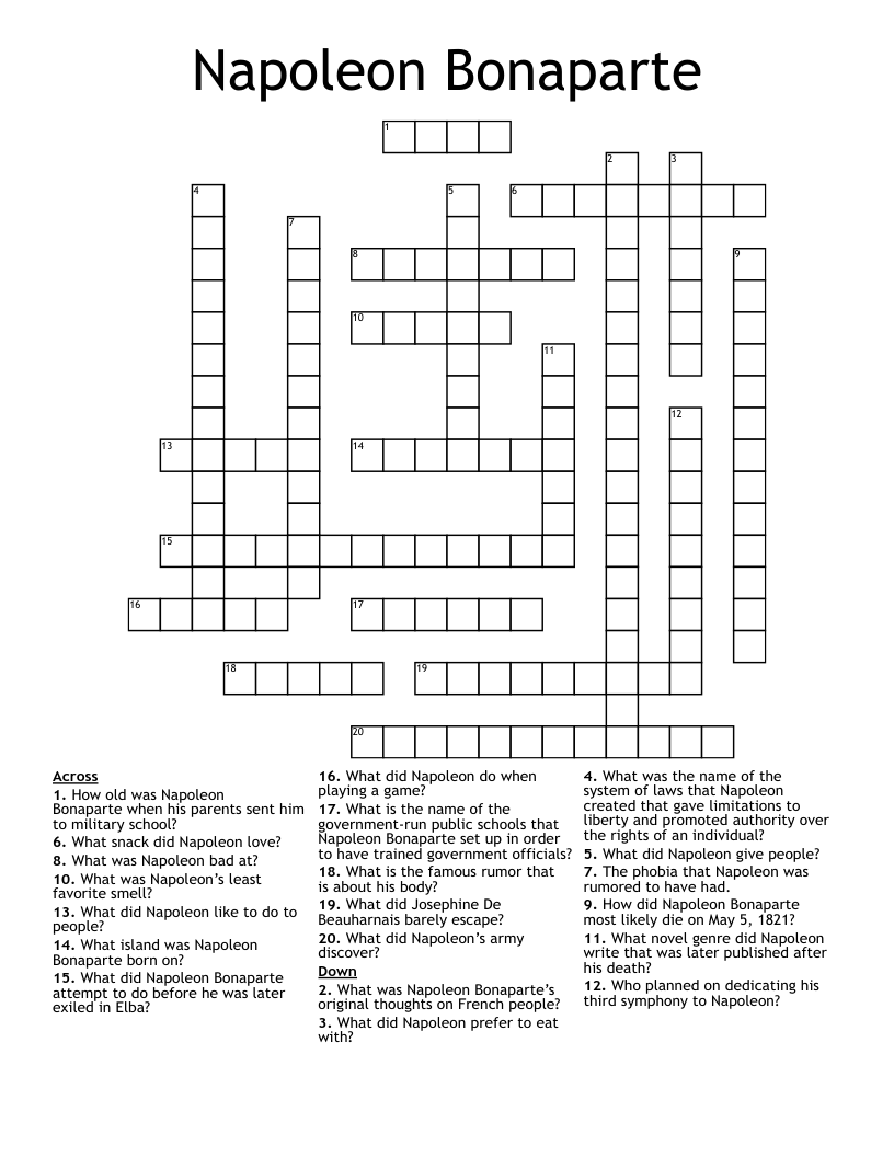 Napoleon Bonaparte  Crossword