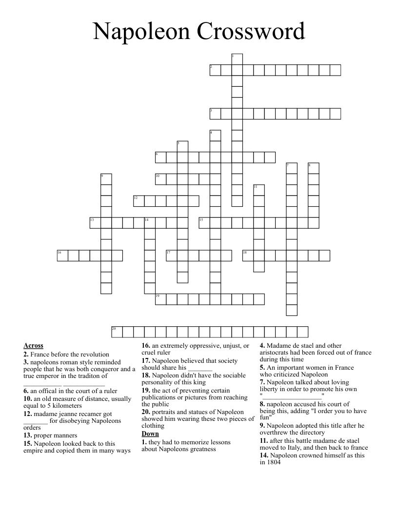 Napoleon Crossword