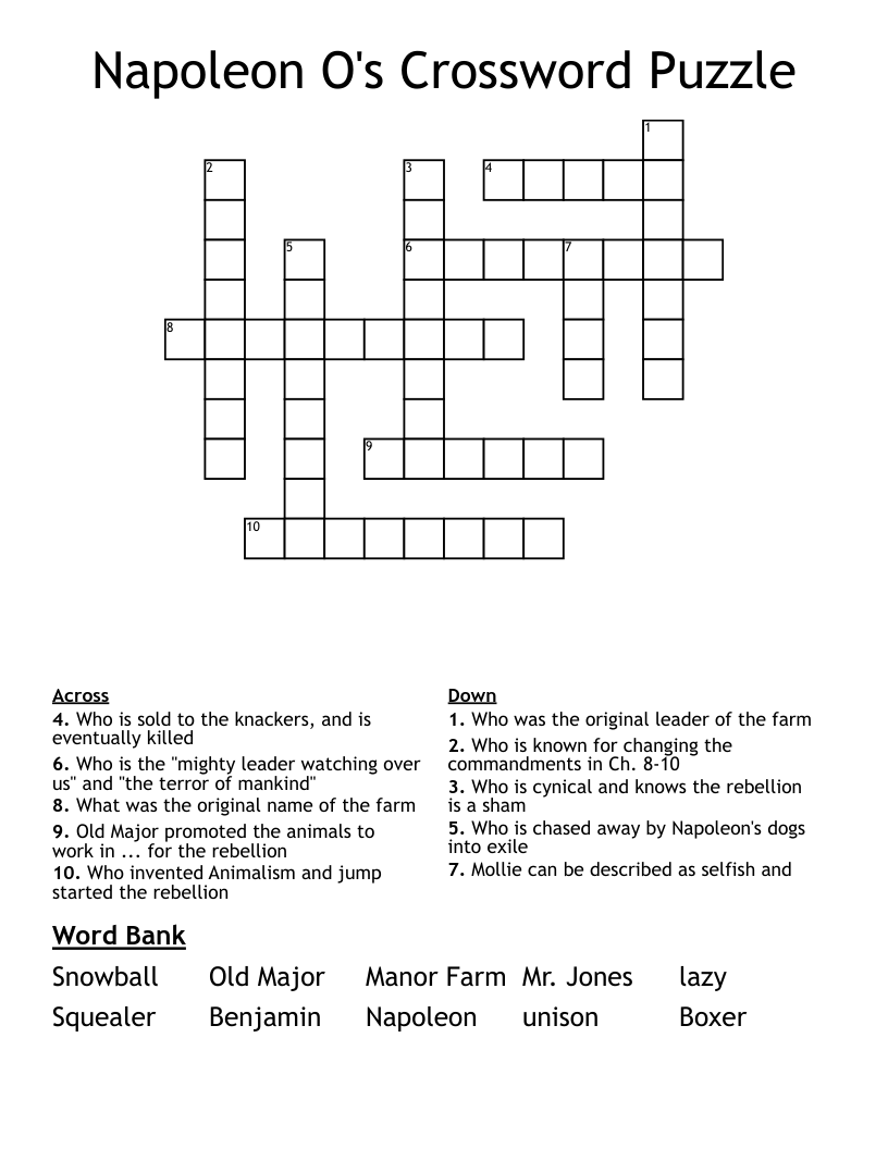 Napoleon O's Crossword Puzzle