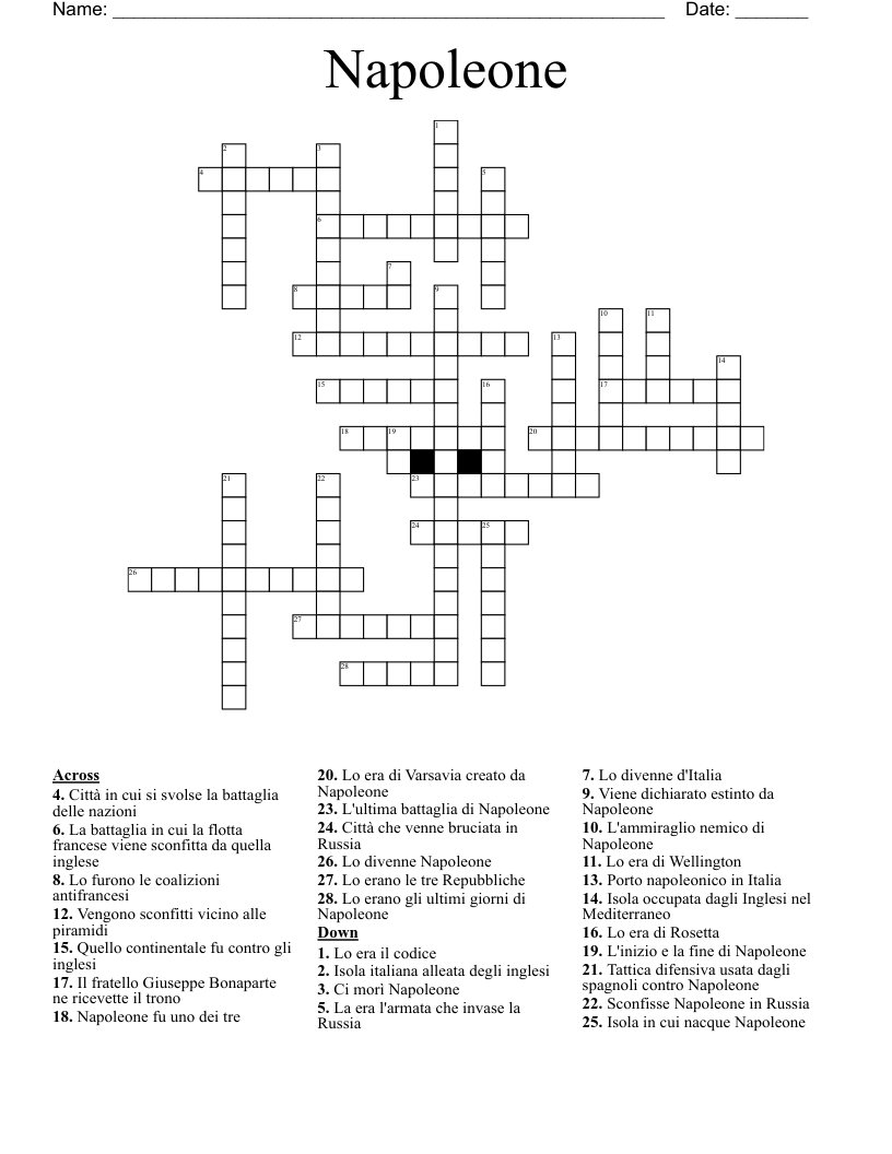 Napoleone Crossword