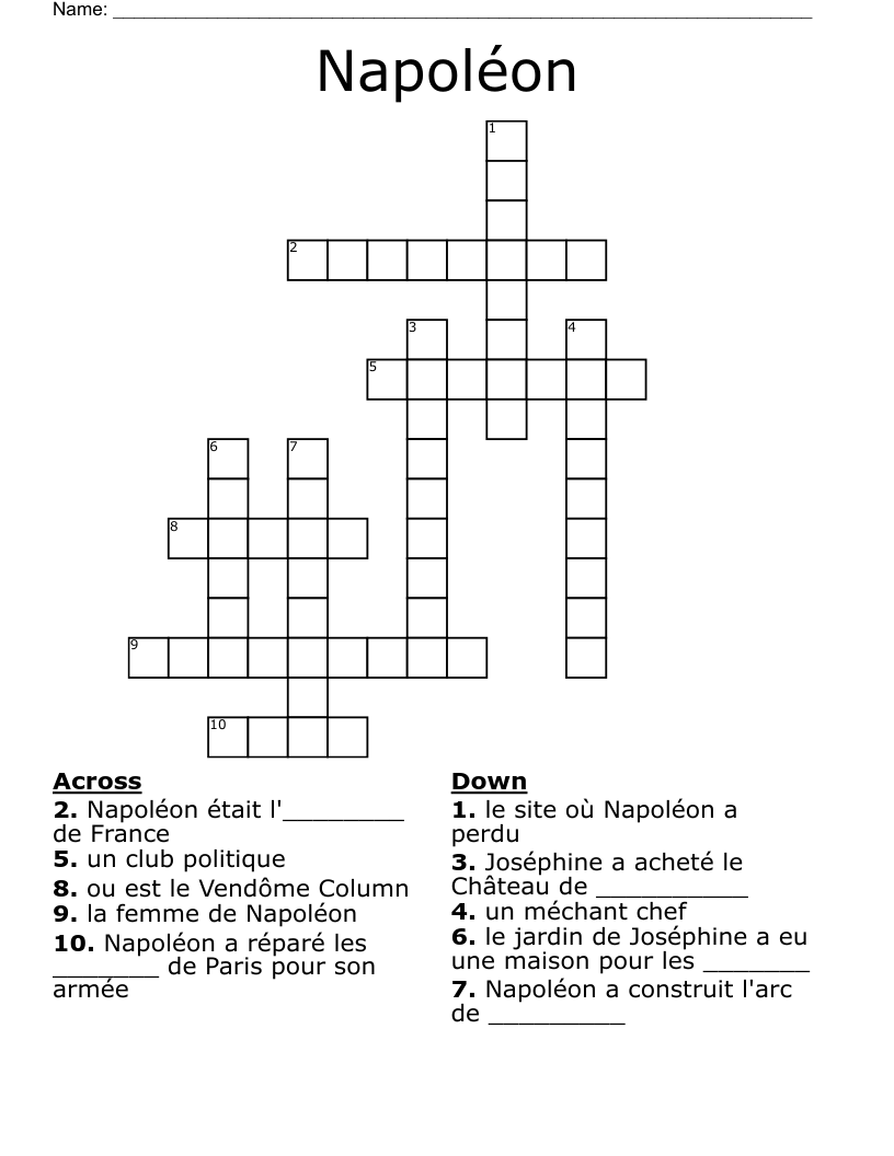 Napoléon Crossword