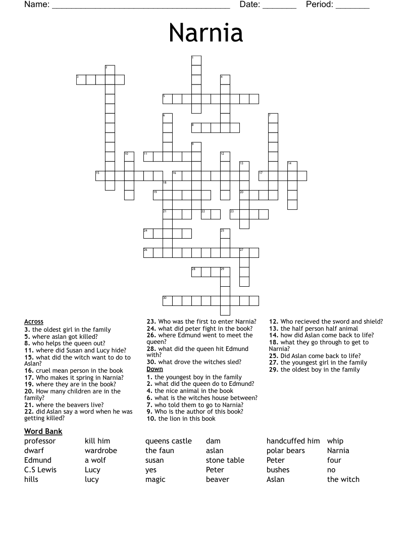 Narnia Crossword