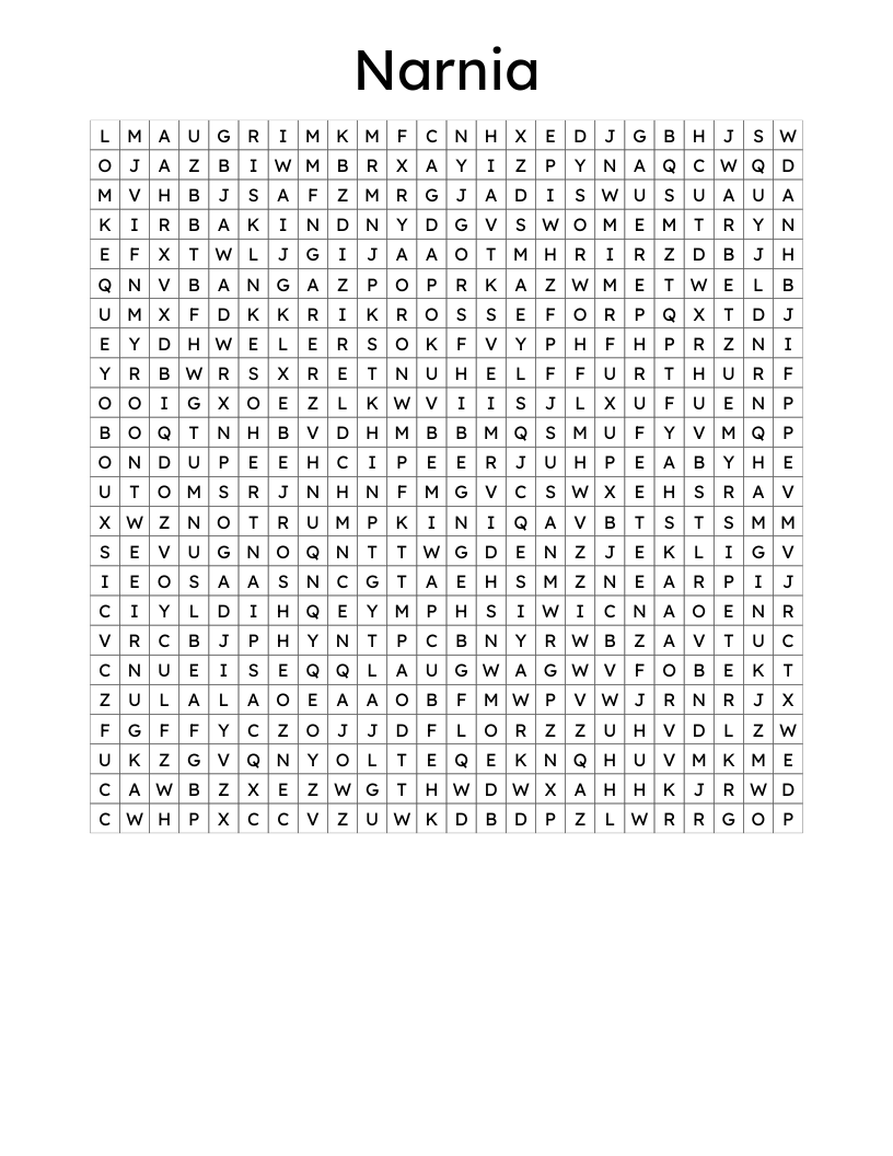 Narnia Word Search
