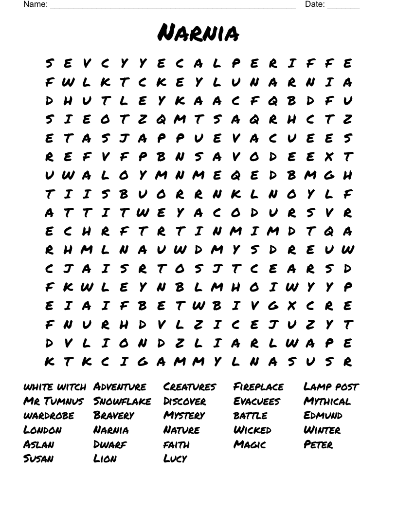 Narnia Word Search