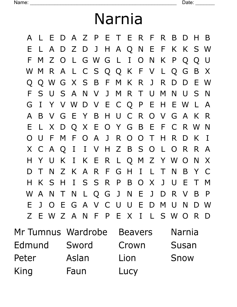 Narnia Word Search