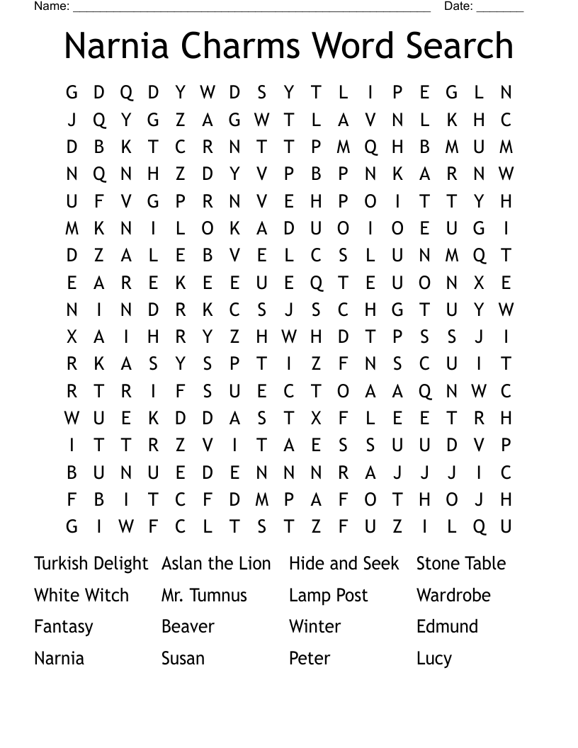 Narnia Charms Word Search