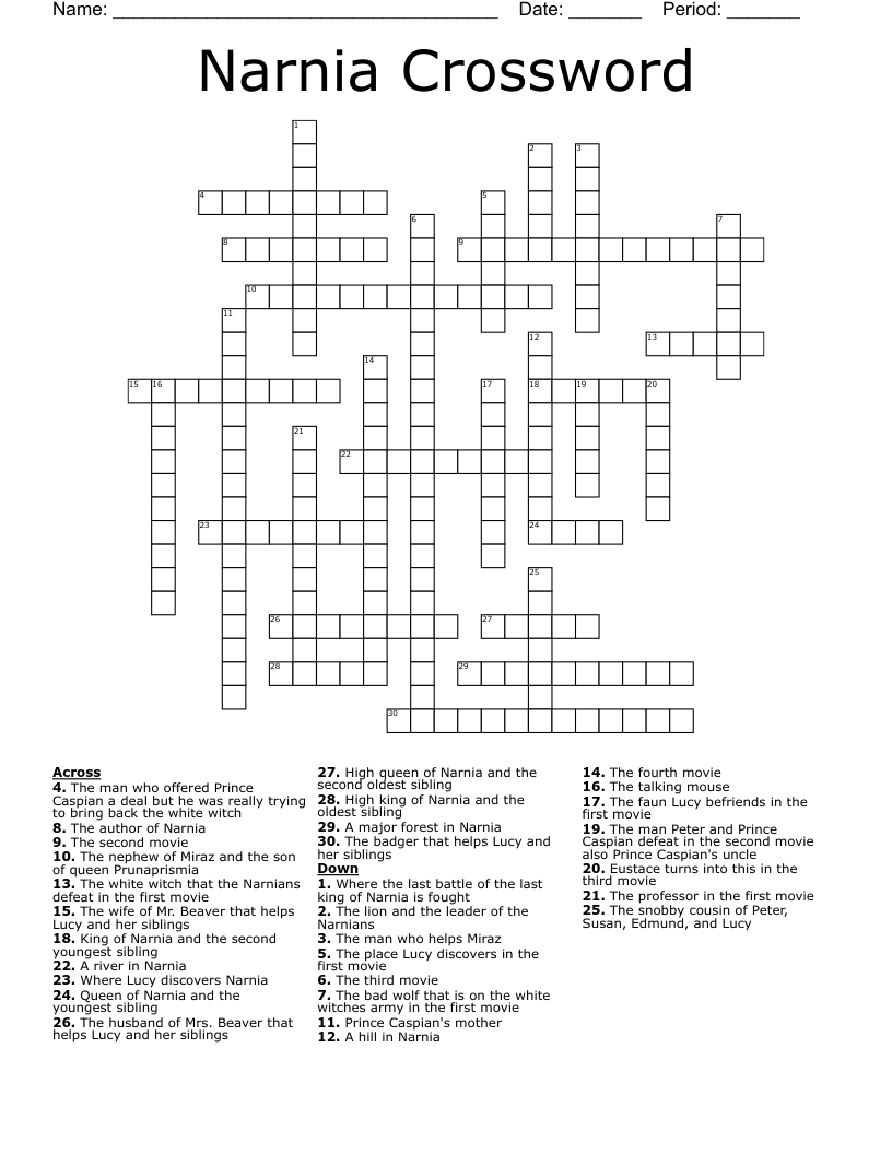 Narnia Crossword