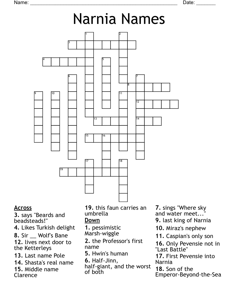 Narnia Names Crossword