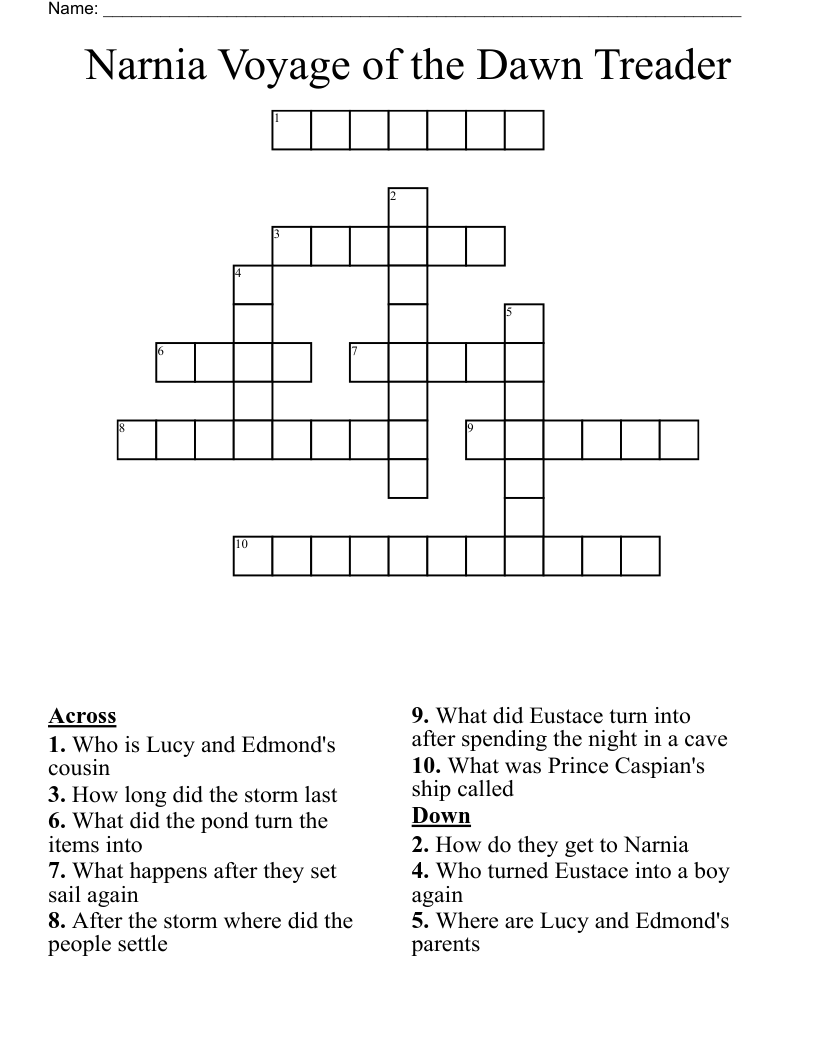 Narnia Voyage of the Dawn Treader Crossword