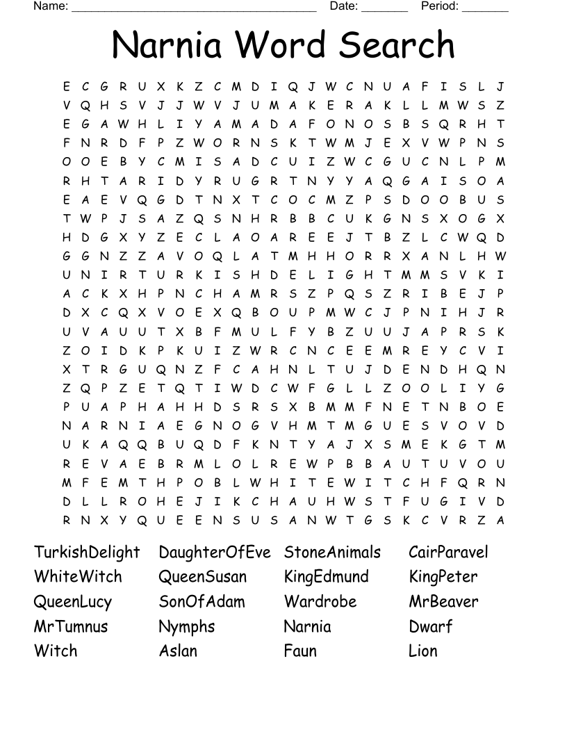 Narnia Word Search