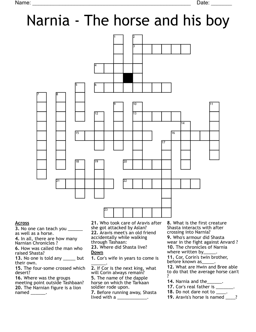 Narnia - The horse and his boy Crossword