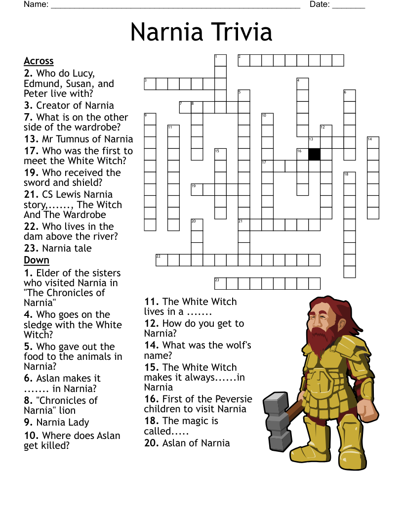 Narnia Trivia Crossword