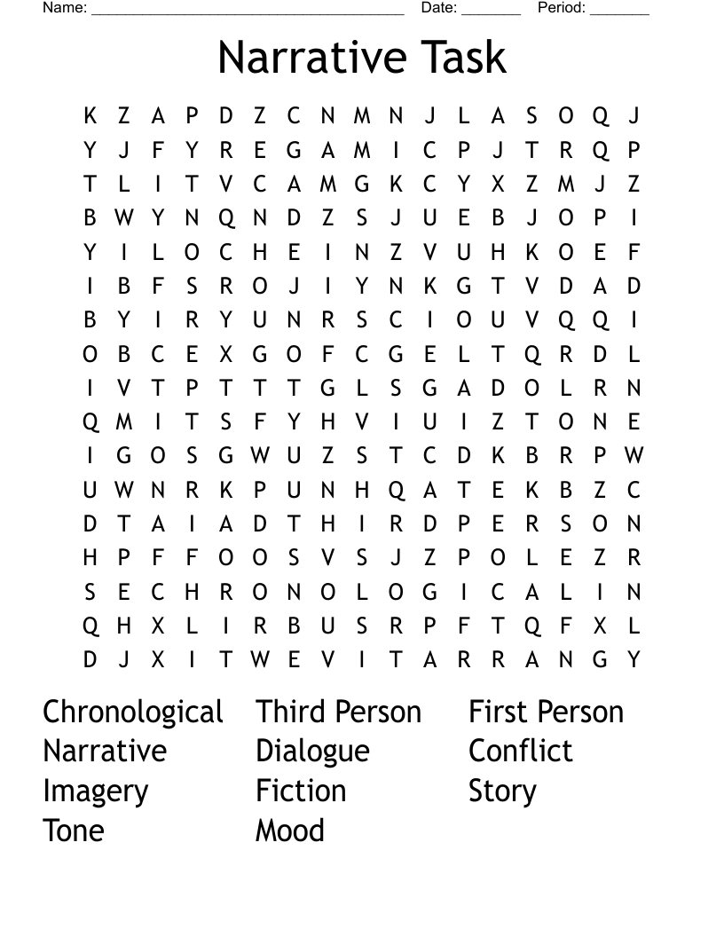 Narrative Task Word Search