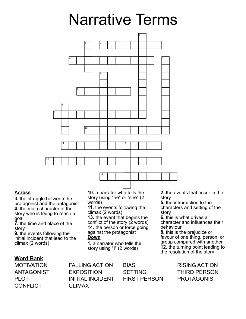 Narrative Terms Crossword