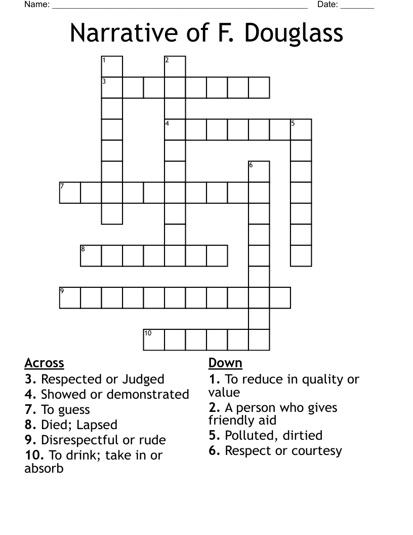 Narrative of F. Douglass Crossword