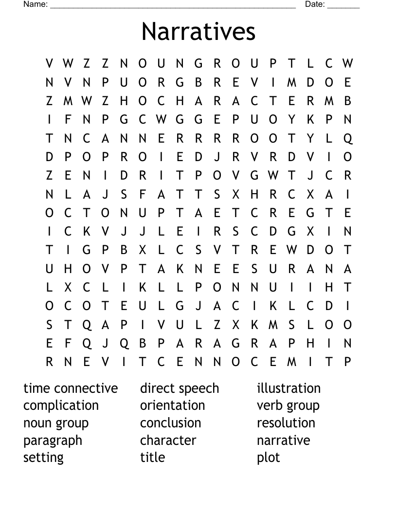 Narratives Word Search