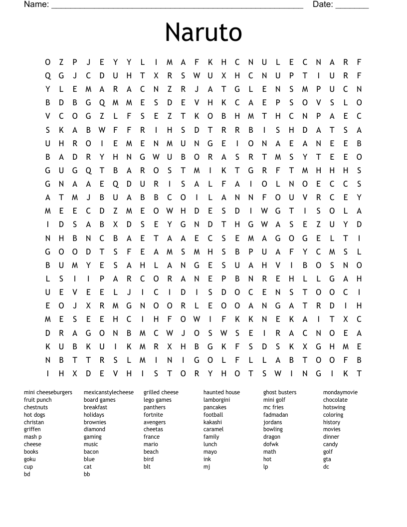 Naruto Word Search