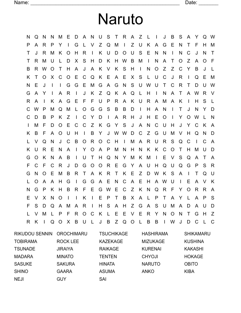 Naruto Word Search