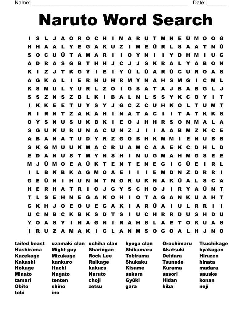 Naruto Word Search  