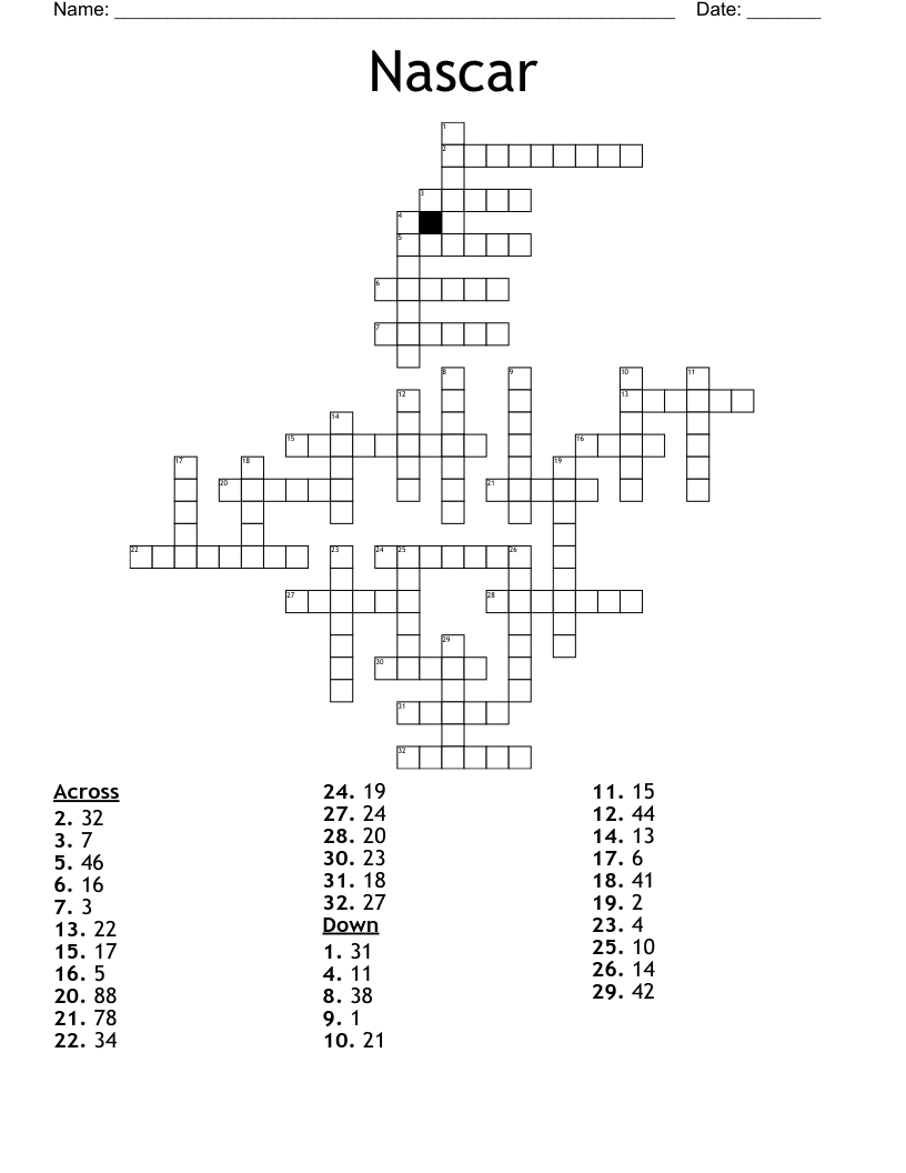 Nascar Crossword